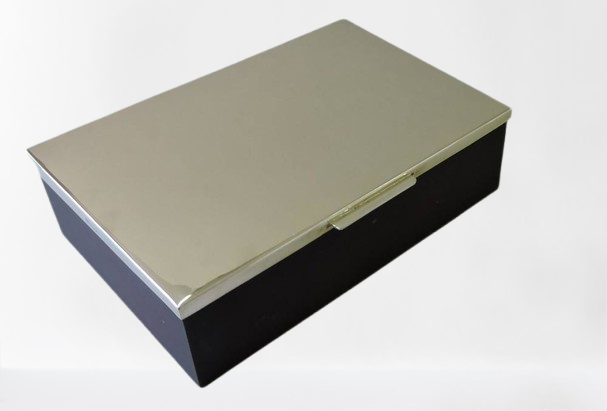 Caja de Madera con Tapa de Plata.